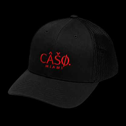 Miami Signature Trucker Hat – Black/Red