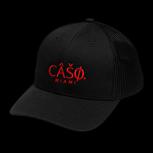 Miami Signature Trucker Hat – Black/Red